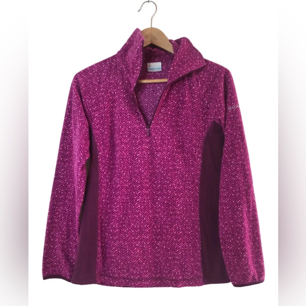 Columbia Arctic Air Printed 1/2 Zip Fuchsia Fleece Pullover Women's Size S - Picture 2 of 14